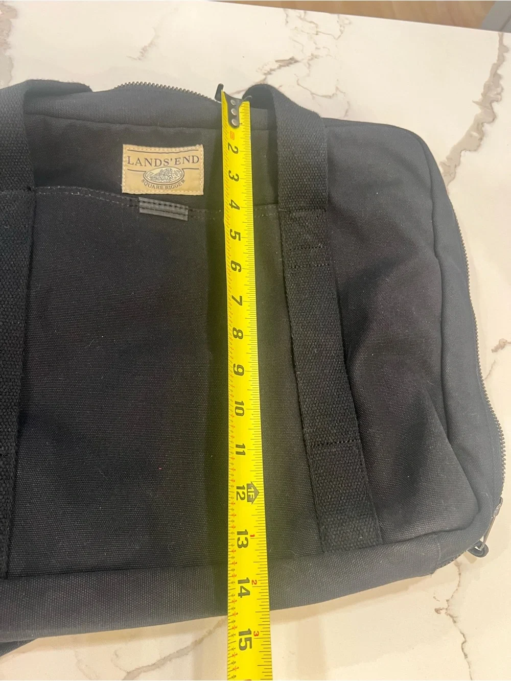 EUC Vintage Lands' End Square Rigger Black Canvas Messenger Bag
